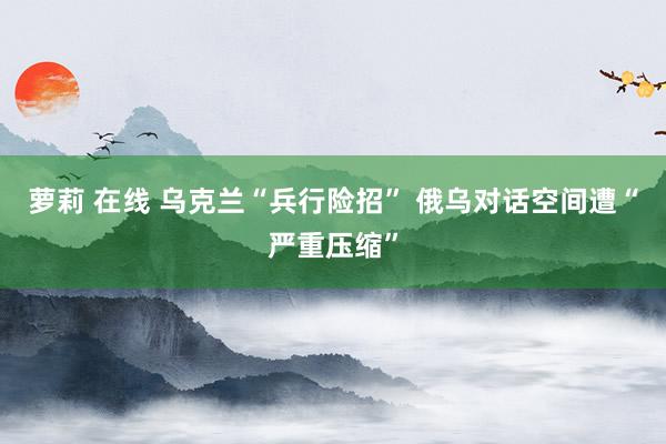 萝莉 在线 乌克兰“兵行险招” 俄乌对话空间遭“严重压缩”