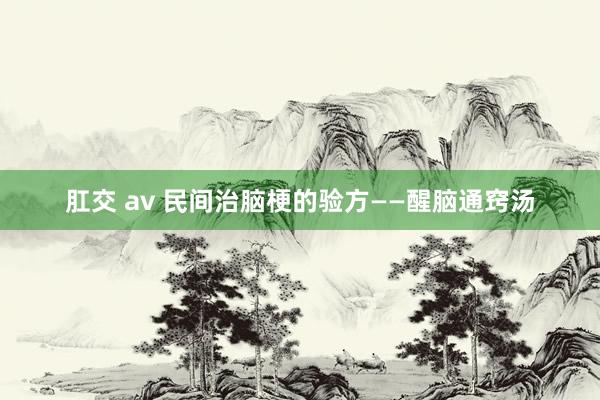 肛交 av 民间治脑梗的验方——醒脑通窍汤