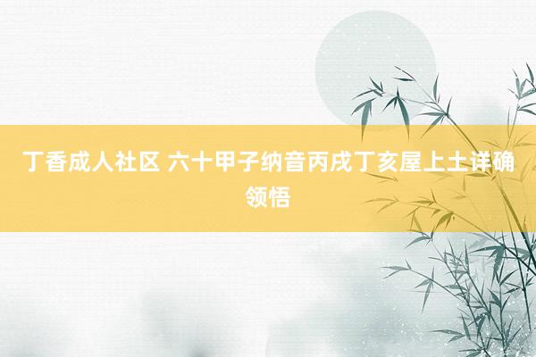 丁香成人社区 六十甲子纳音丙戌丁亥屋上土详确领悟
